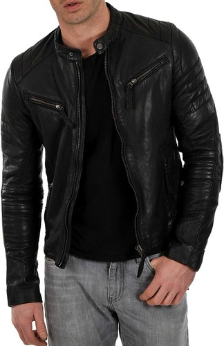 Giacca pelle uomo nera - , biker