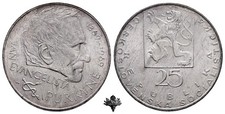 CECOSLOVACCHIA 25 corone 1969 UNC SILVER moneta d'argento Cecoslovacchia