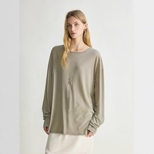 Top donna THE ROW verticale liscio esterno girocollo maniche lunghe