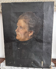 Antico quadro  -Olio su tela -Ritratto donna anziana