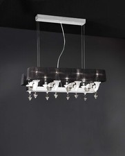 Lampadario classico lusso ceramica bassano bianco a 8 luci luxury r019