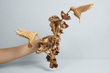Coppia di colibrì in legno