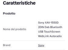 stereo auto sony xav-1550D 2DIn DAD bluetooth USB touchscreen weblink autoradio 