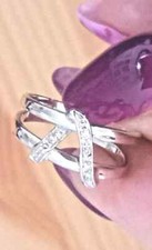 ?ANELLO in ORO bianco 18 kt 750 con DIAMANTI NATURALI doppia fascia Brillanti?