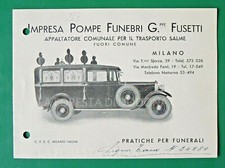 PUBBLICITà CARRO FUNEBRE MILANO AUTO D'EPOCA FUSETTI 1930 CA 