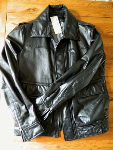Giacca pelle nera porsche - giacca,
