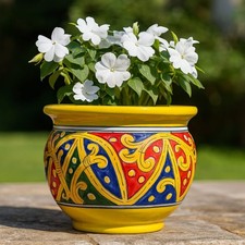 Vaso Cachepot Gaspò in Ceramica Stile Caltagirone Decorato a Mano – Ø30cm