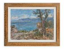 CARLO AIMETTI Quadro Dipinto Paesaggio LAGO DI GARDA OLIO SU TAVOLA 1979 Cornice