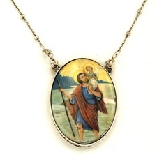 Collana con Ciondolo in ARGENTO 925 San Cristoforo Pendente Religioso Uomo Donna