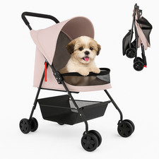 Passeggino Pieghevole per Cani Gatti Cappottina Max 15kg Animali Domestici Rosa