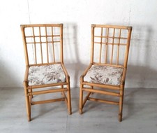 COPPIA DI POLTRONE SEGGIOLONE IN BAMBU CON IMBOTTITURA ORIGINALE ANNI 70