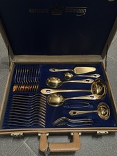 SBS Solingen Set di posate 12 persone, 70 pezzi, 23/24 carati, placcato oro duro, oro
