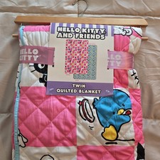 Coperta trapuntata reversibile doppia Sanrio 60x90" rosa nuova con etichetta Hello Kitty & Friends