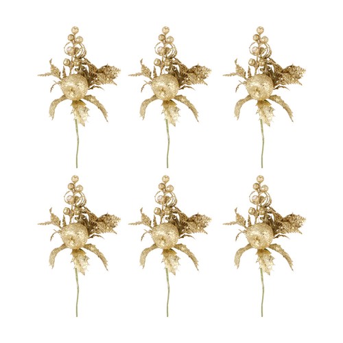 6pz picks natalizi fiori - picks,