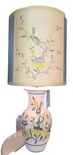 VINTAGE TABLE LAMP BIRDS HAND PAINT WORK 1960. SIGNED BASE