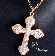 COLLANA ANNI60 GR.45 BRILLANTI,ORO GIALLO,CM.70,PENDENTE A CROCE CM9x6: FIRMATA!