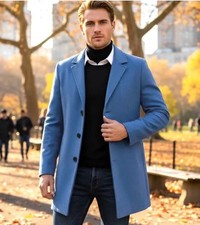 Cappotto Uomo Elegante Azzurro