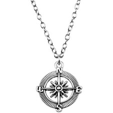 Collana ROSA DEI VENTI Argento con catena ciondolo Bussola ancora da Uomo Donna