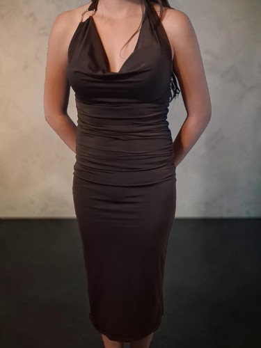 Abito body midi marrone
