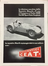 1949 PUBBLICITÀ LOCANDINA PNEUMATICI CEAT ABARTH SCAGLIARINI Advertising