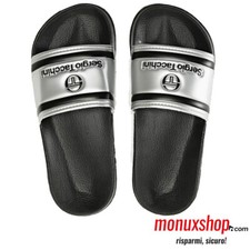 STW219008 CIABATTE SERGIO TACCHINI REMIX NERO ARGENTO PANTOFOLE UNISEX IN GOMMA