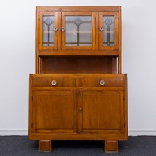 Mobile nonna Credenza Vetrina vetro decorato smerigliato vintage legno pomelli