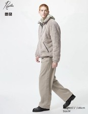 Felpa larga in pile beige