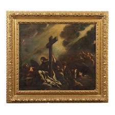 Quadro Antico Dipinto 'Cristo Redentore e Angeli' Olio su Tela XVII Secolo