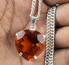 Ciondolo 53,75 Ct Citrino Brasiliano 25 x 25 mm Forma Cuore Gemma Certificato