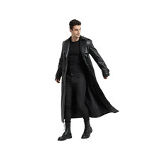 Trench coat uomo nero in vera