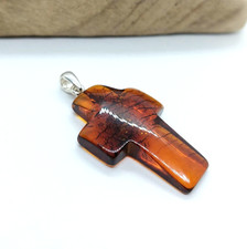 Ciondolo croce ambra rosso