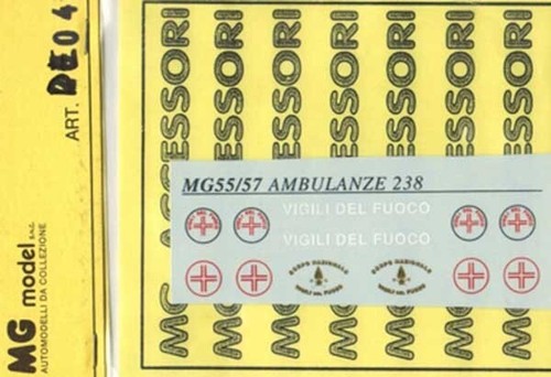 Decals ambulanza vigili - 1/43,