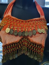  BRA  arancione e oro ovale DANZA DEL VENTRE BELLY DANCE  danza orientale