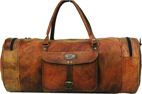 Leather duffel travel gym - leather,