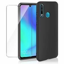 COVER + PELLICOLA VETRO TEMPERATO PER HUAWEI P30 LITE NEW EDITION NERO OPACO 