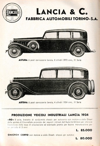 Pubblicita 1934 automobili - 1934,