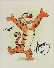 Nik Ranieri firmata scritta opera d'arte originale 8x10 tela JSA Tigro Disney