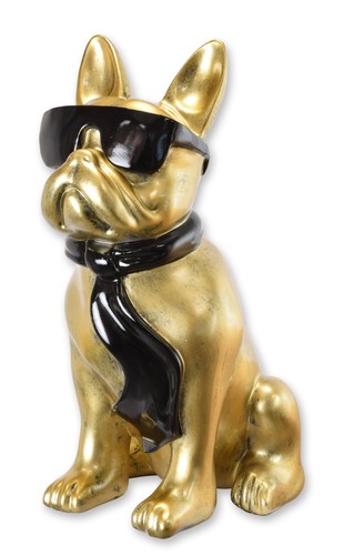 Bulldog resina con occhiali - in,