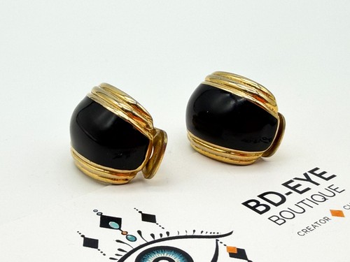 Orecchini vintage nero tono - vintage,
