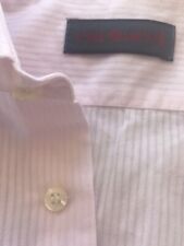 cacharel Uomo Vintage Camicia Rosa 42 - 16 1/2 Rigata In Cotone A Maniche Corte