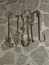 Lotto Di 3 Antiche Catene Da Camino In Ferro Battuto 
