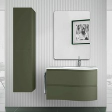 Mobile bagno sospeso 90 cm Melody verde bosco con vasca a destra