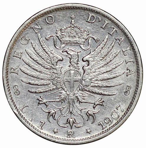 1907 regno italia - d'italia, moneta