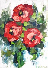 Fiori rose rosse dipinto ad