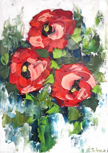 Fiori rose rosse dipinto - , ad
