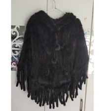 Poncho visone nero maglia