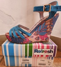 sandali donna celesti zeppa floreale fiori n. 35 refresh