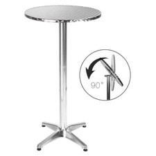 Tavolino Bar Bistrot Alto Pieghevole Alluminio Rotondo 60x110 cm Tavolo Esterno