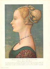 RITRATTO DI GIOVANE DAMA dal POLLAIOLO Stampa antica del 1931