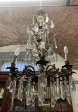 Lampadario con gocce prismi e pendenti epoca XX secolo